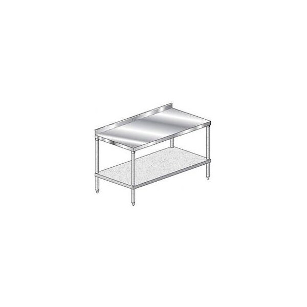 Aero Aero Manufacturing Workbench W/Shelf, 16 Ga. 430 Series Stainless, 2-3/4" Backsplash, 120"Wx36"D 4TGS-36120 - main